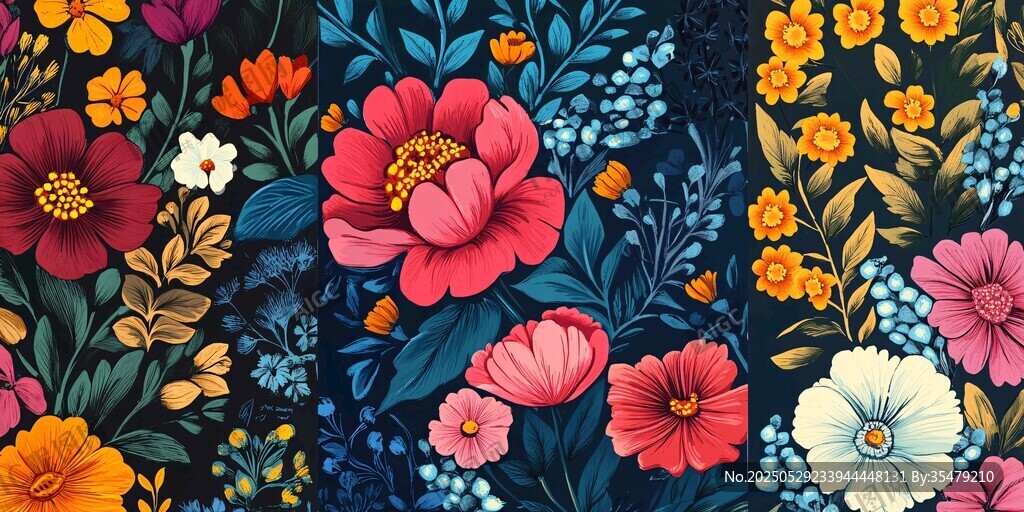 绚丽多彩花卉图案背景