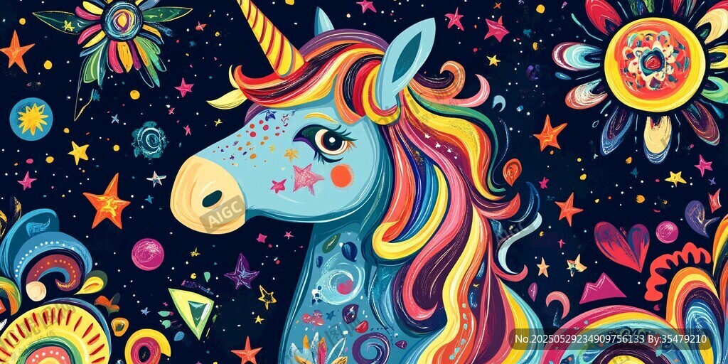 梦幻独角兽的奇幻星空世界