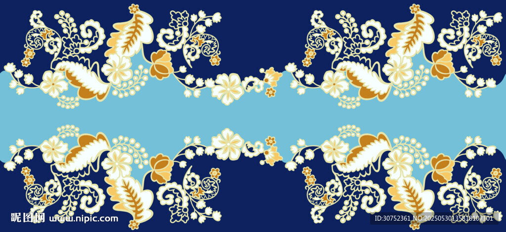 蓝底精美花纹图案设计