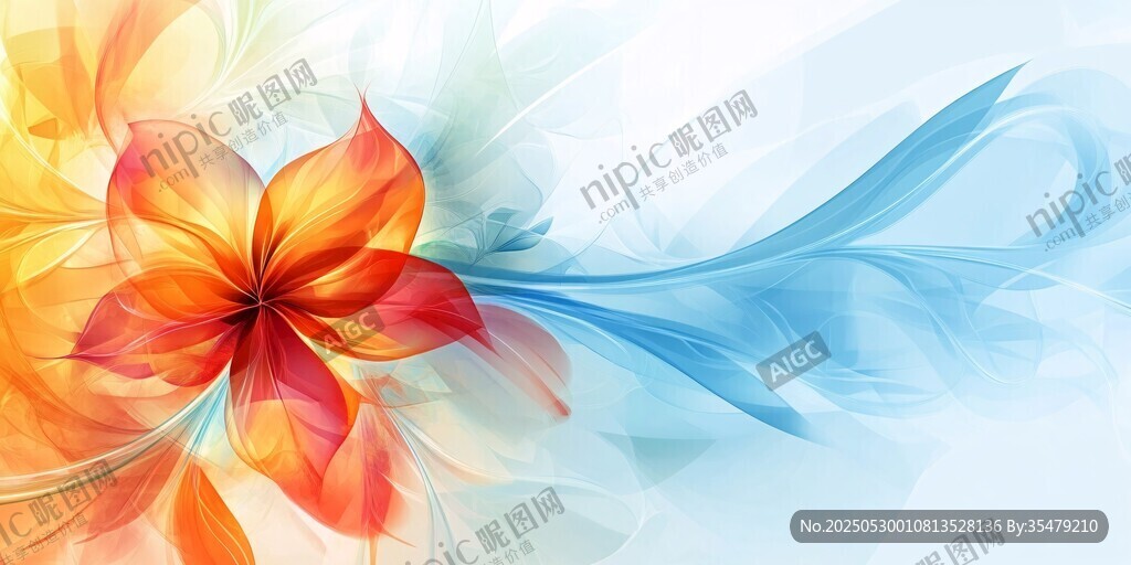 梦幻绚丽花朵抽象艺术图