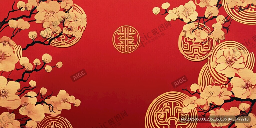 喜庆中国风 梅花与吉祥纹