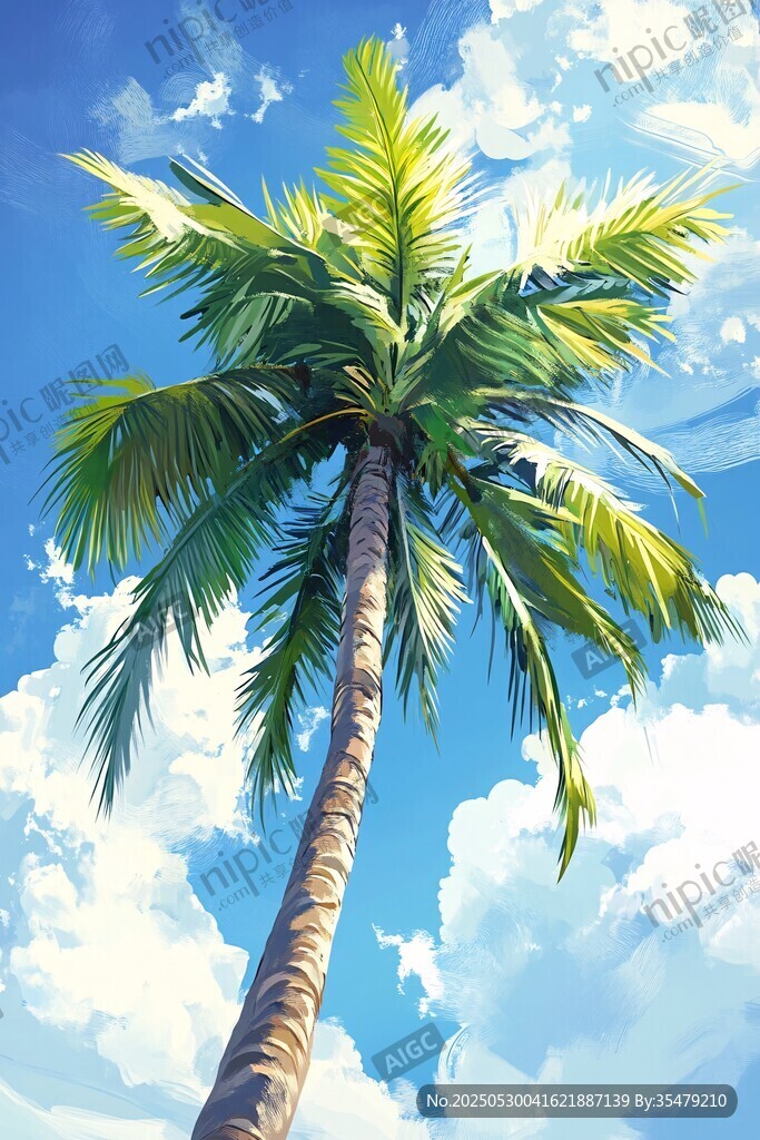 蓝天椰树 夏日清新景致