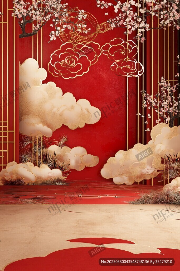 中式婚礼梦幻云纹场景布置