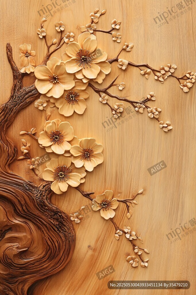 木雕梅花艺术装饰图案