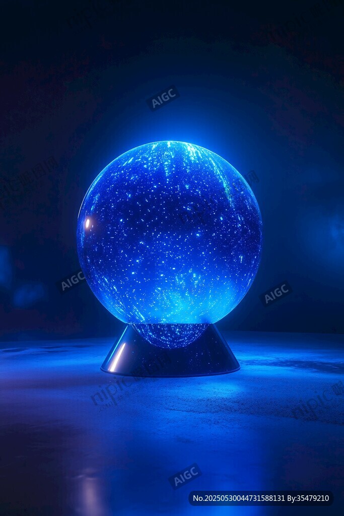 梦幻蓝色发光水晶球