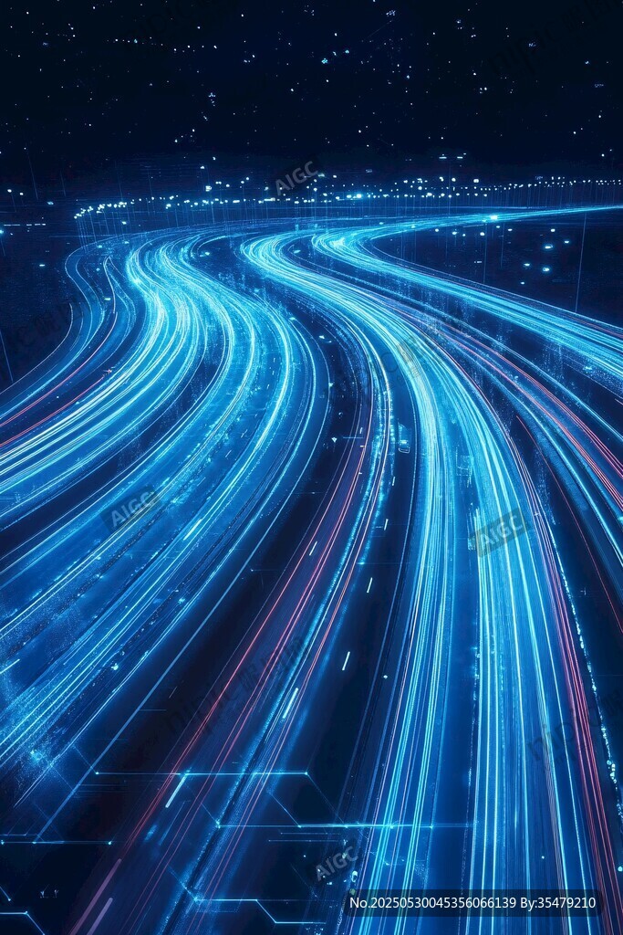 梦幻蓝调光轨科技风夜景