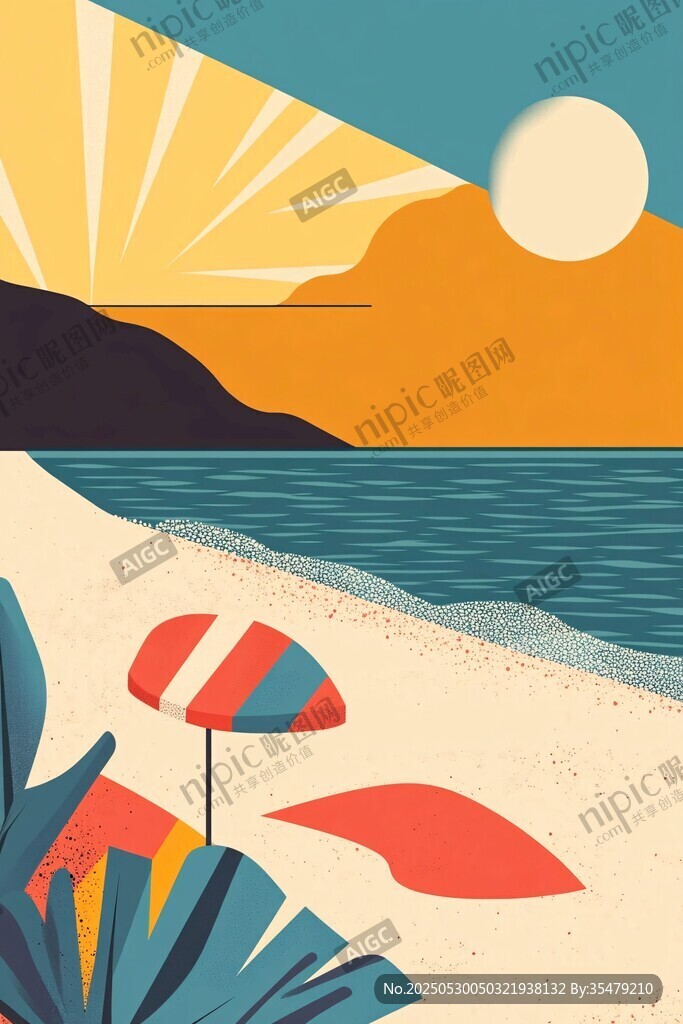夏日海滩惬意风光