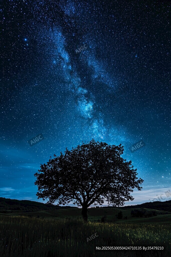 星空下的孤树