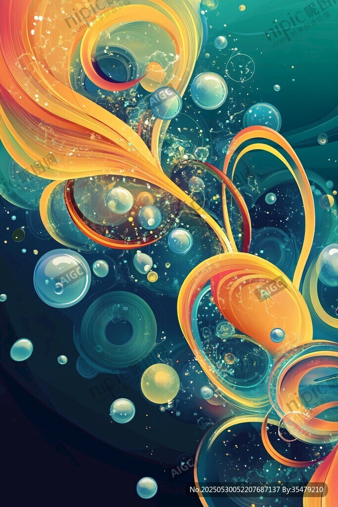 梦幻流体气泡抽象艺术图