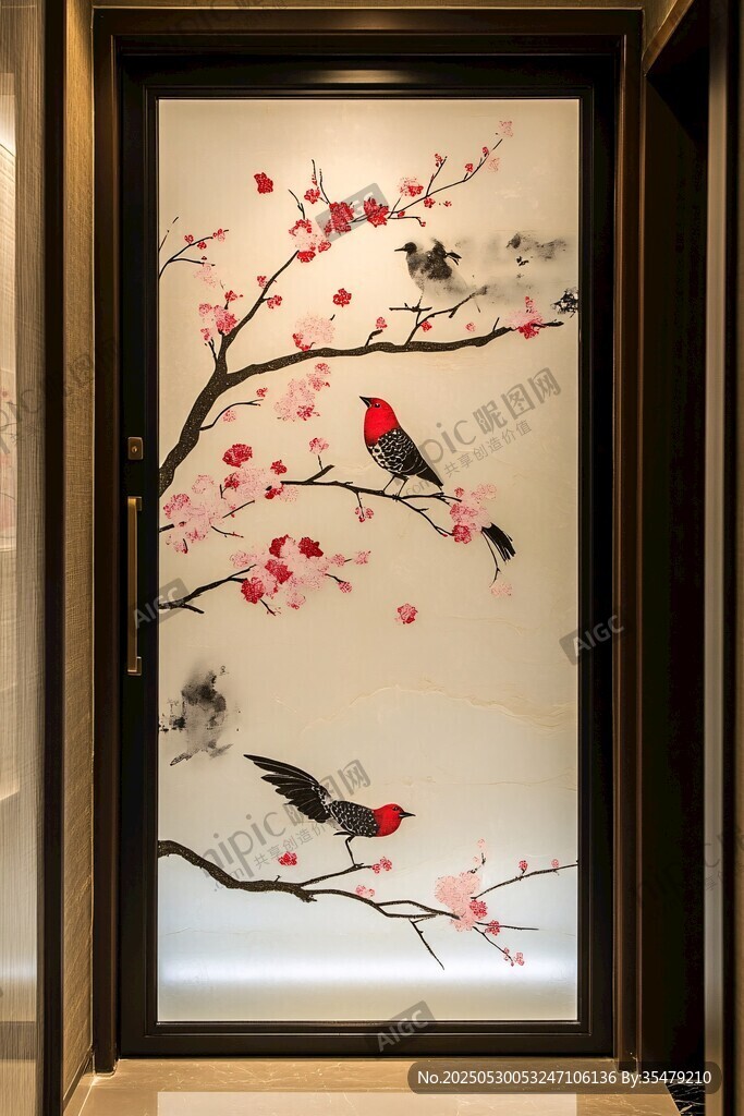 中式花鸟屏风 雅致之景