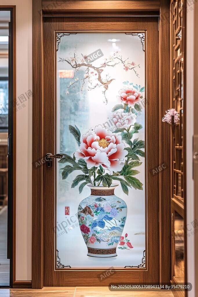 中式繁花玻璃门艺术之美