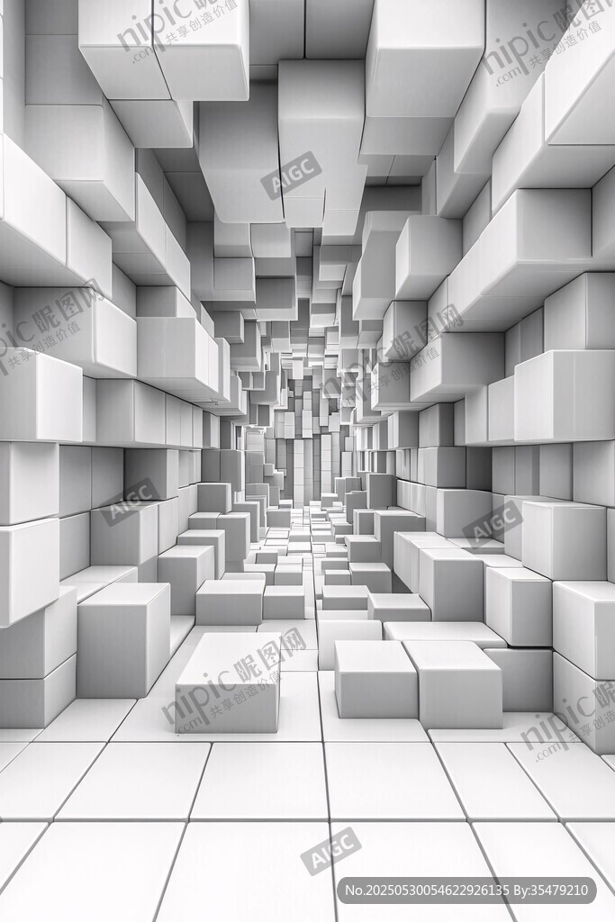 白色方块构建的立体空间