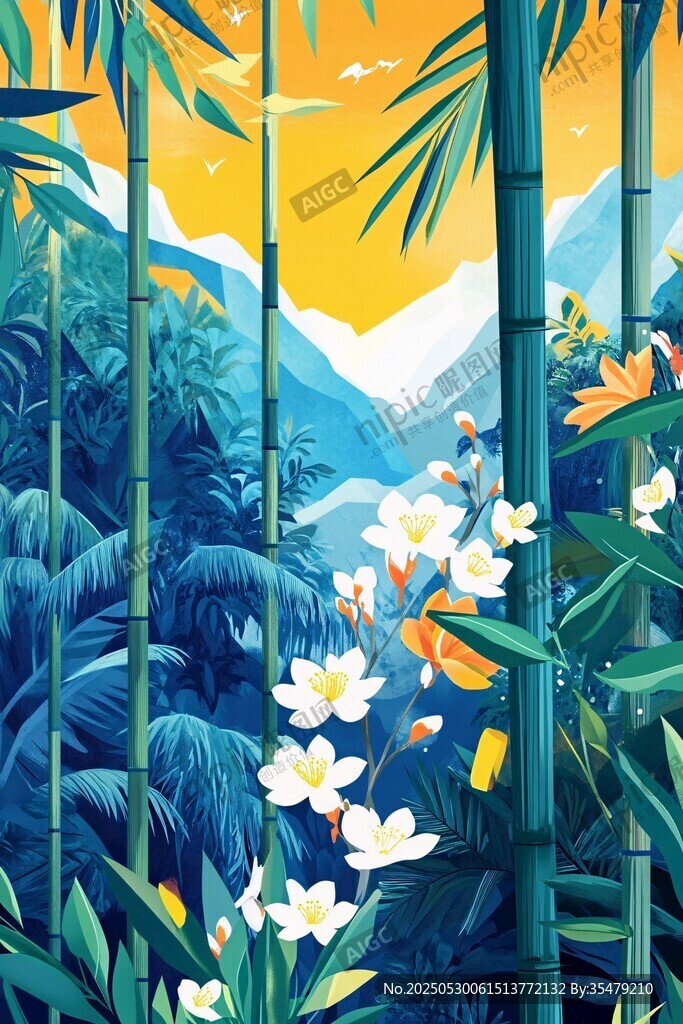 竹林花海间的自然盛景