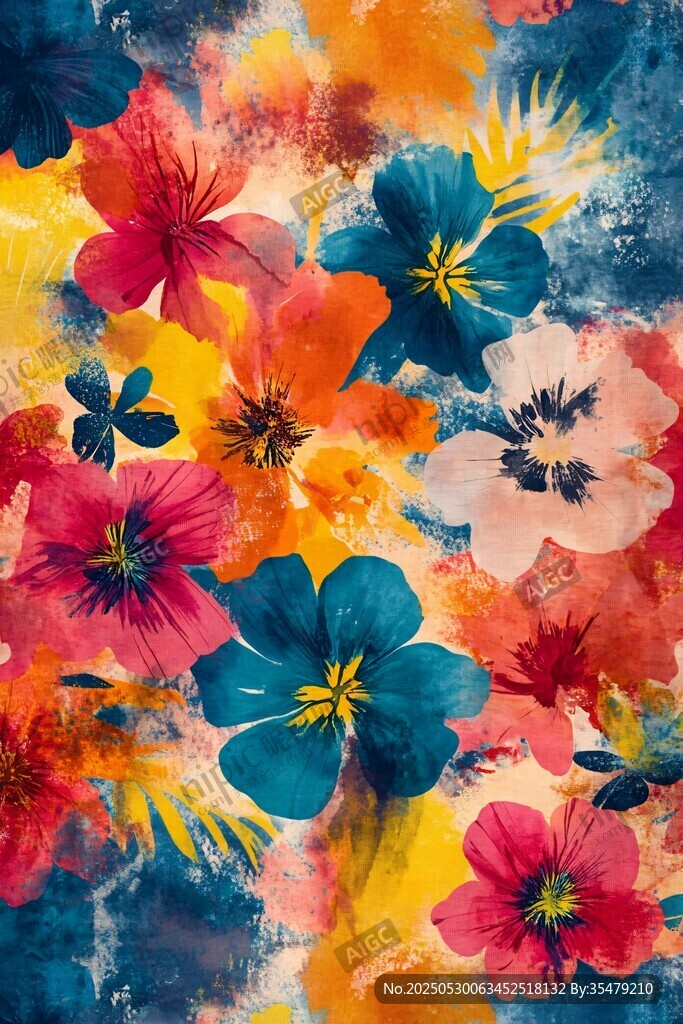 缤纷水彩花卉艺术画作