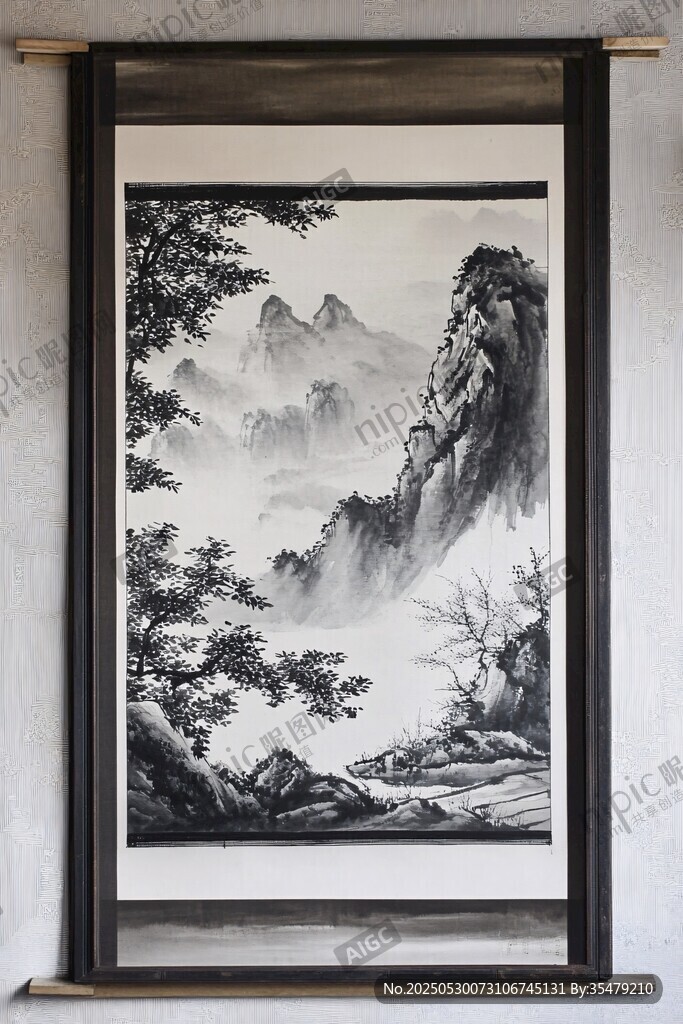 水墨山水卷轴画