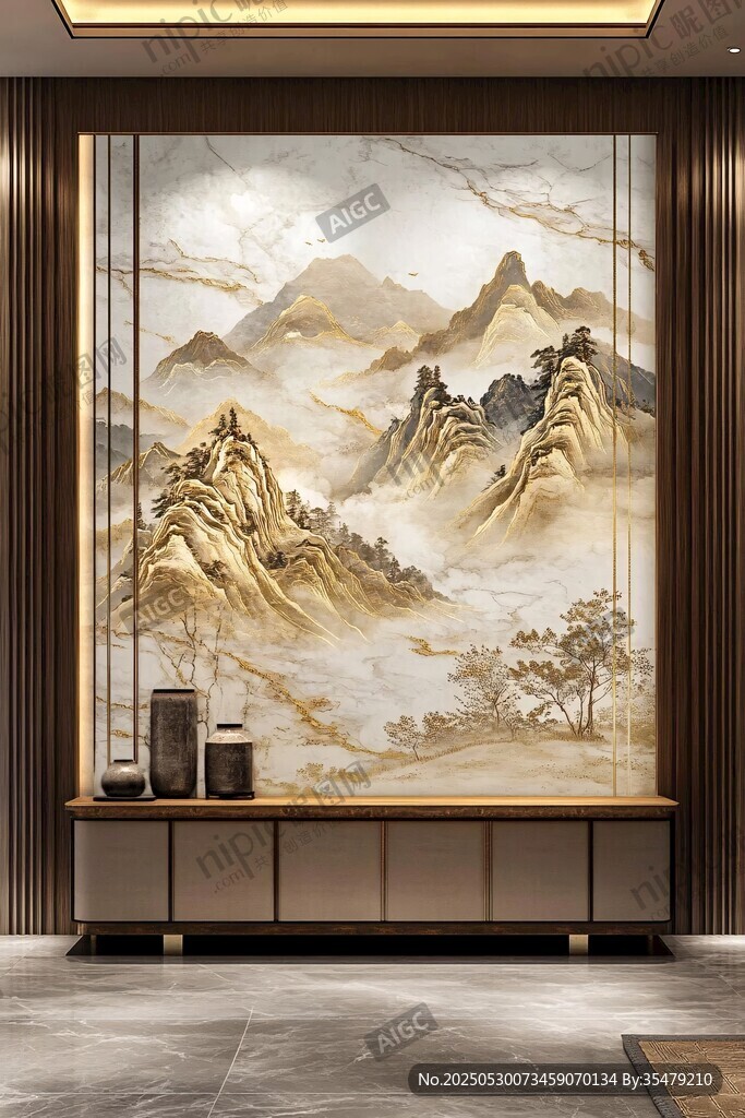 中式山水背景墙大气典雅