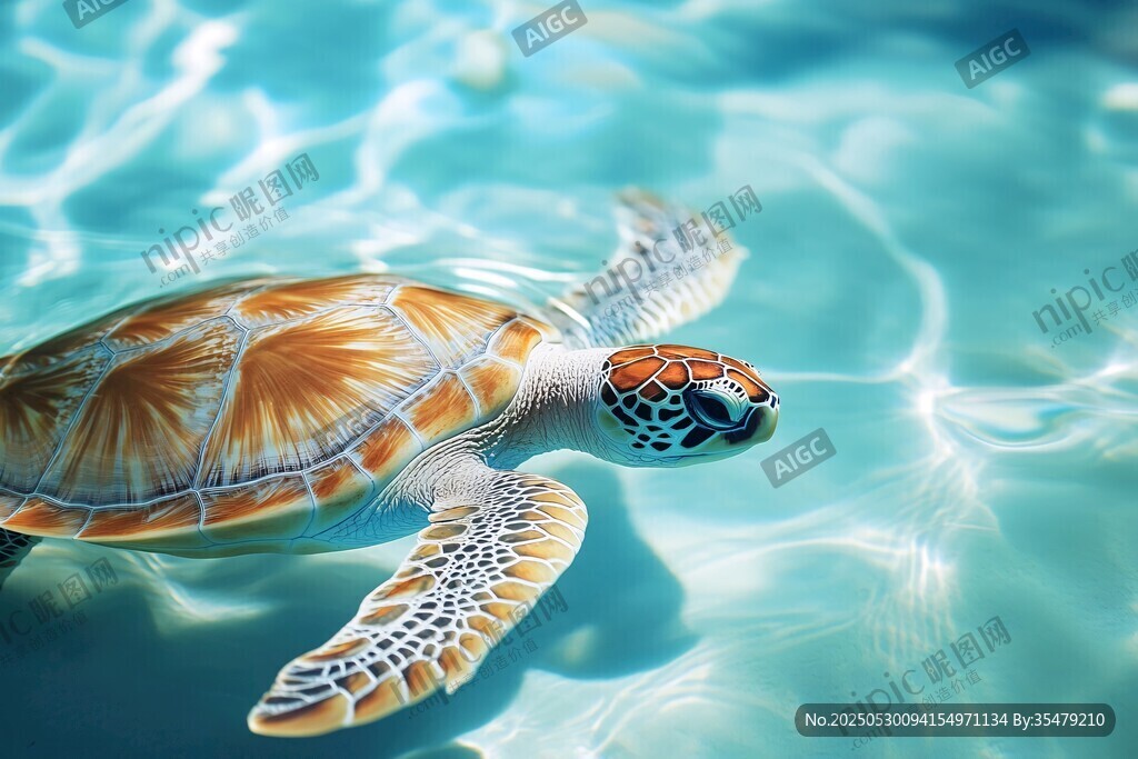 畅游碧海的美丽海龟