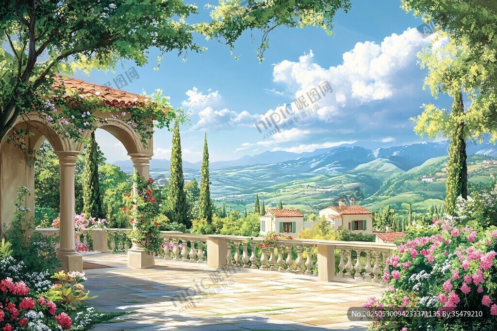 地中海风情庭院美景