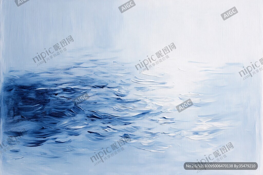 蓝色水波抽象艺术画作