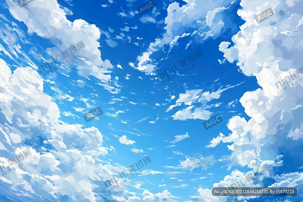 梦幻蓝天与蓬松云朵