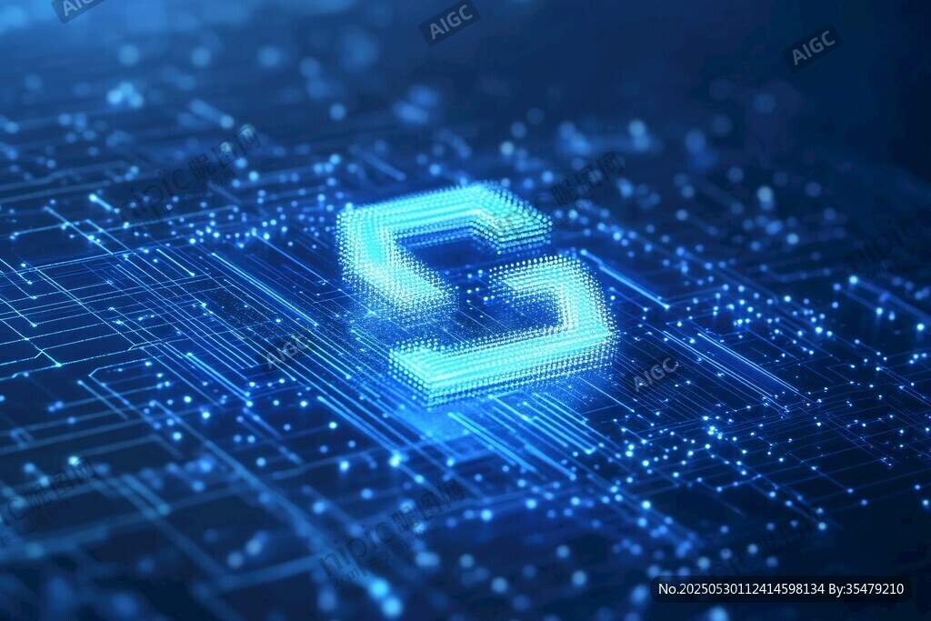 科技感5G符号与电路背景