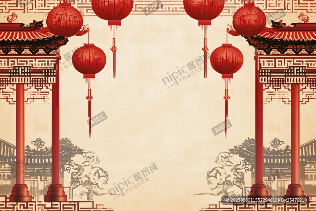 中式红灯笼传统古风背景