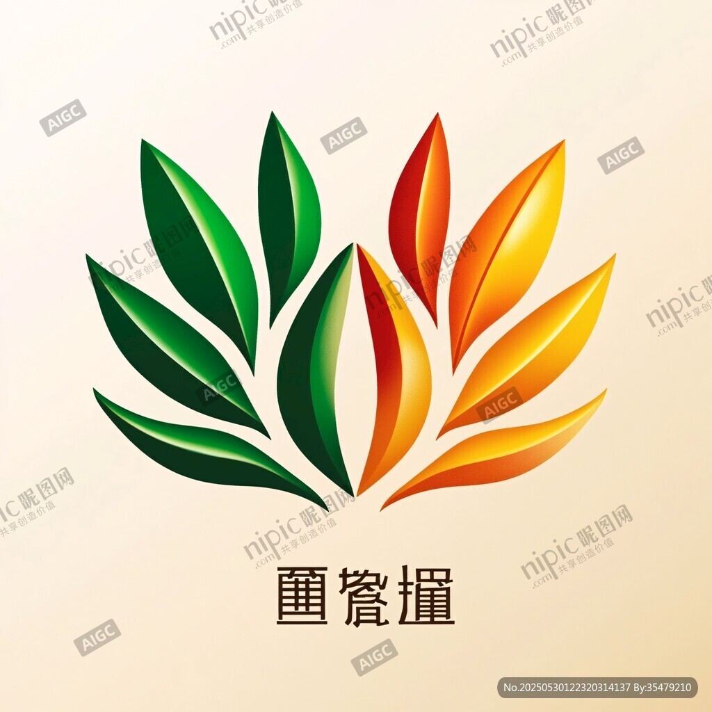 双色叶片标志设计