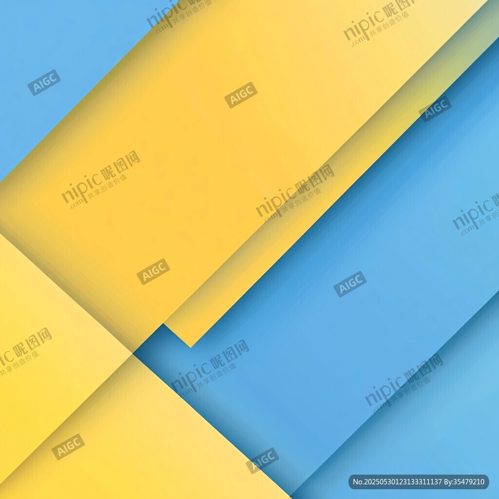 蓝黄几何拼接抽象背景图