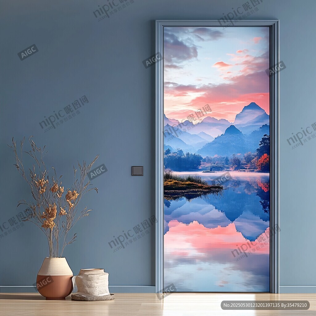 梦幻山水入户门装饰画