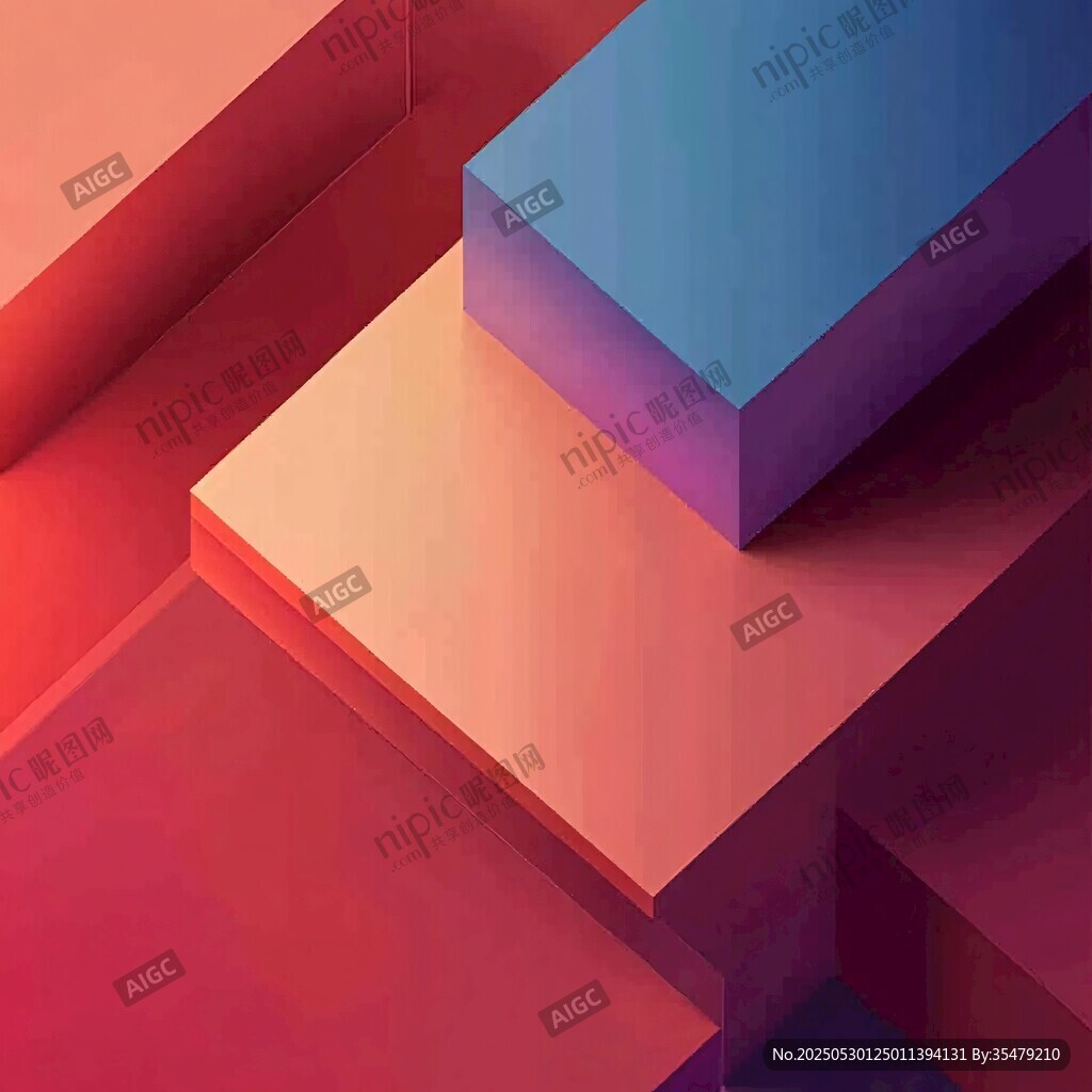 多彩立体几何方块背景图