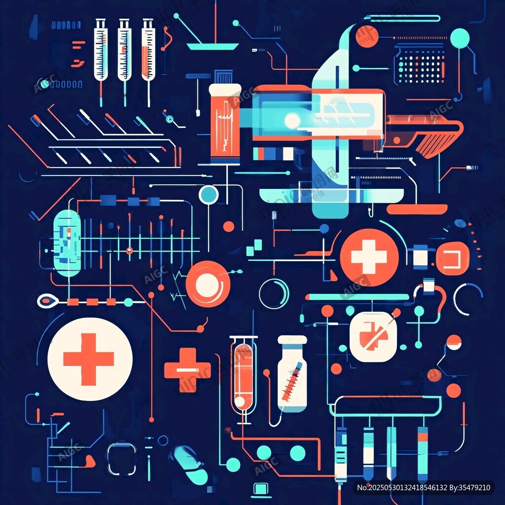 医疗科技元素插画展示