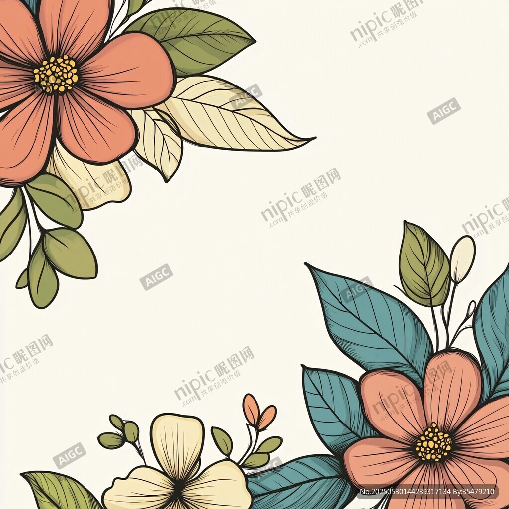 手绘花卉装饰图案