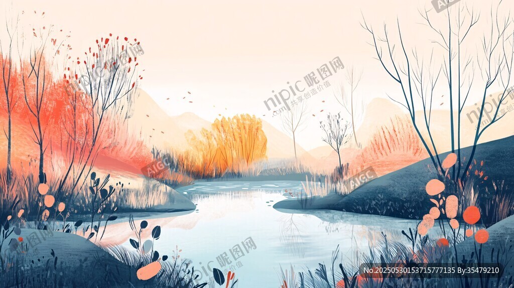 秋日河畔美景