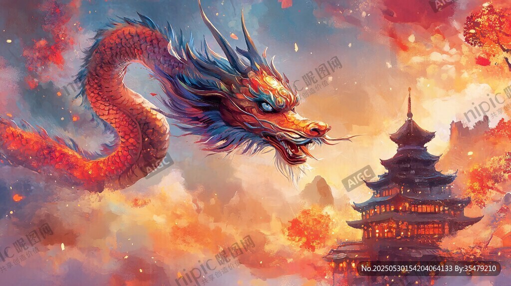 飞龙绕古楼 梦幻东方景