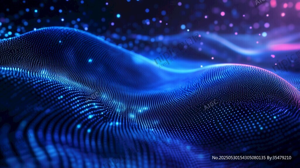 梦幻蓝紫科技感数据波浪