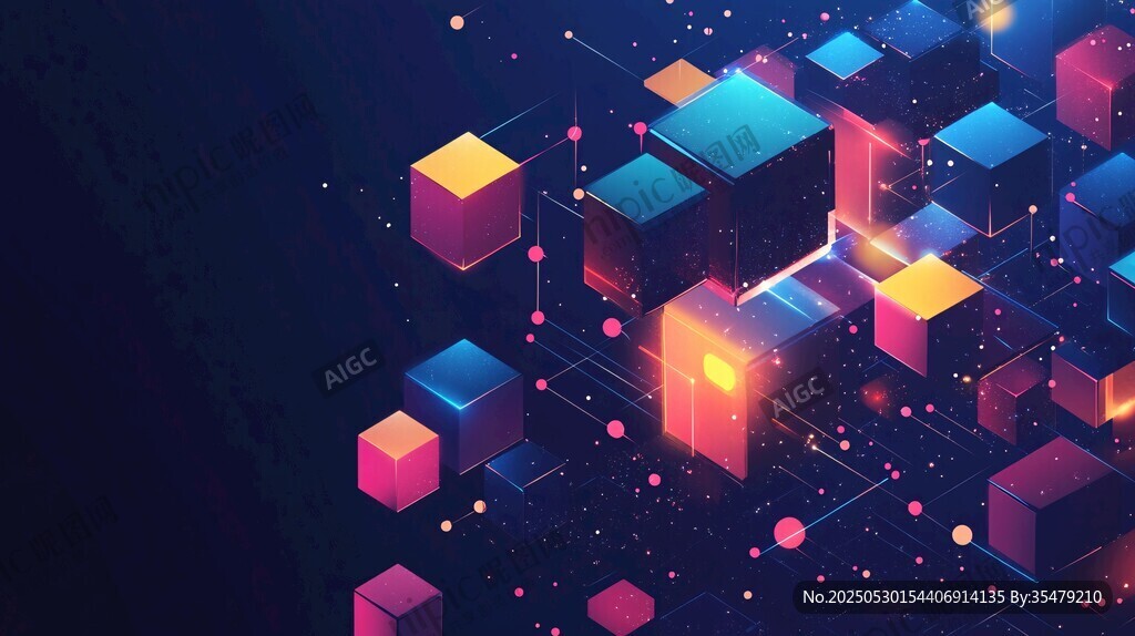 科技感立体方块炫彩背景
