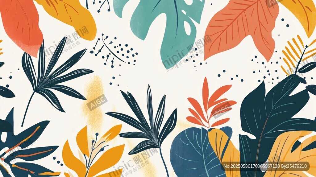 热带植物插画图案