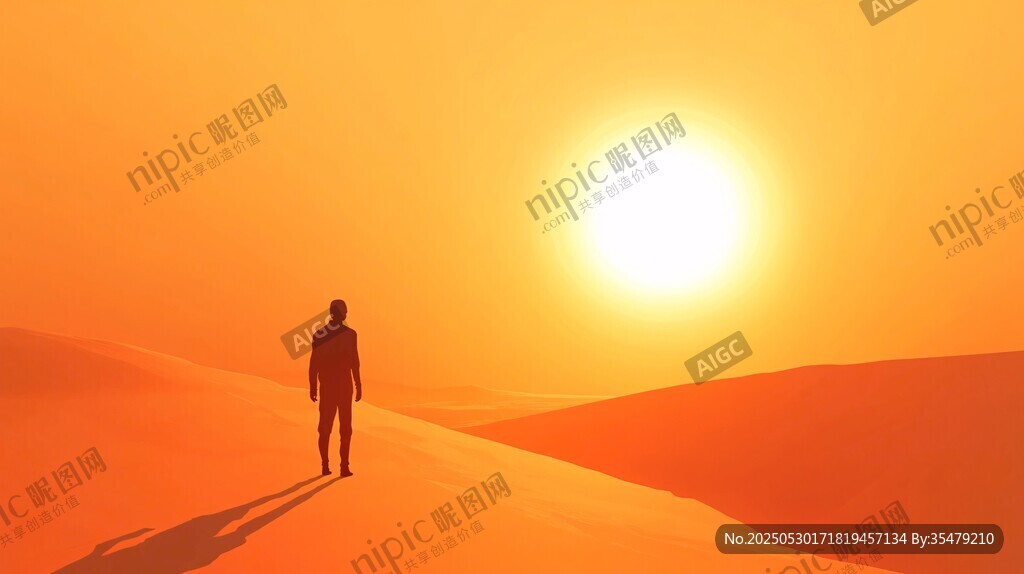 沙漠中独行的坚毅身影