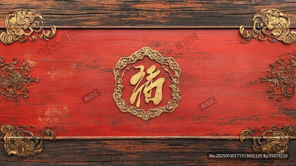 中式红底福字精美装饰板