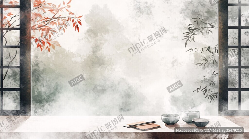 中式窗前的雅致茶景