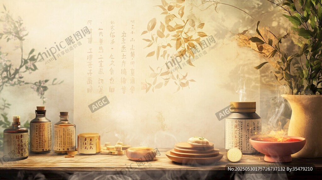 中式古风药香养生场景