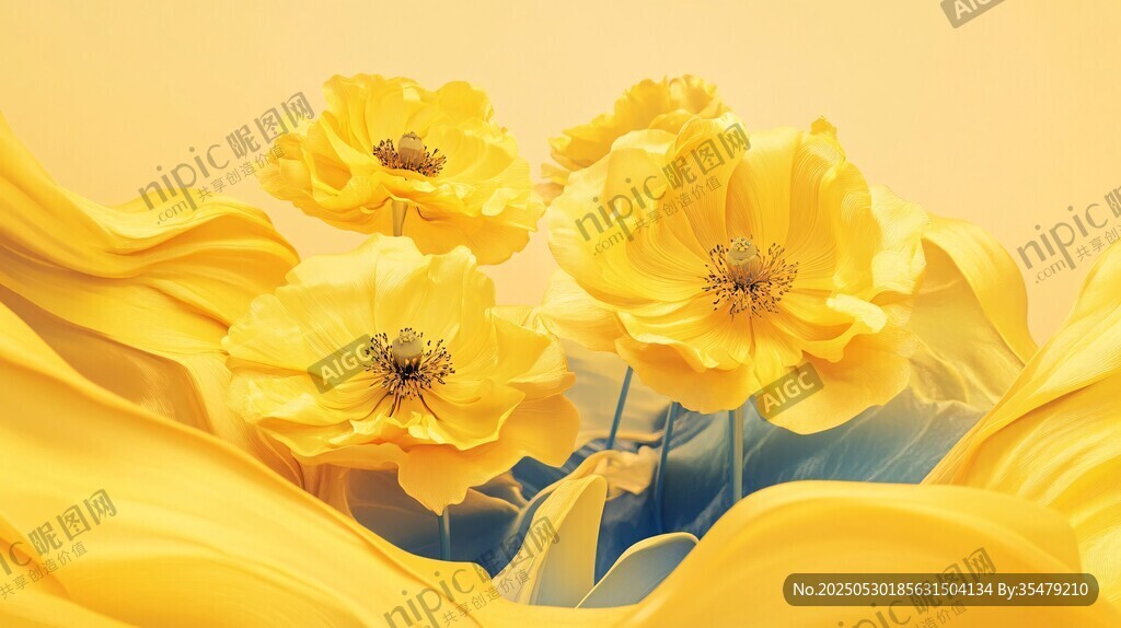 金黄繁花绽 绸布伴芬芳