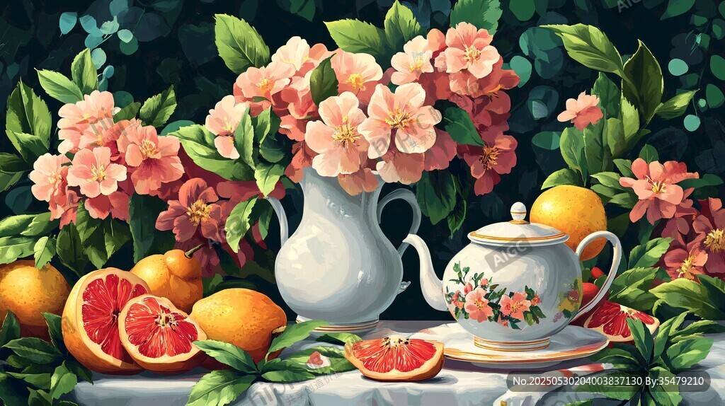 花卉水果静物插画