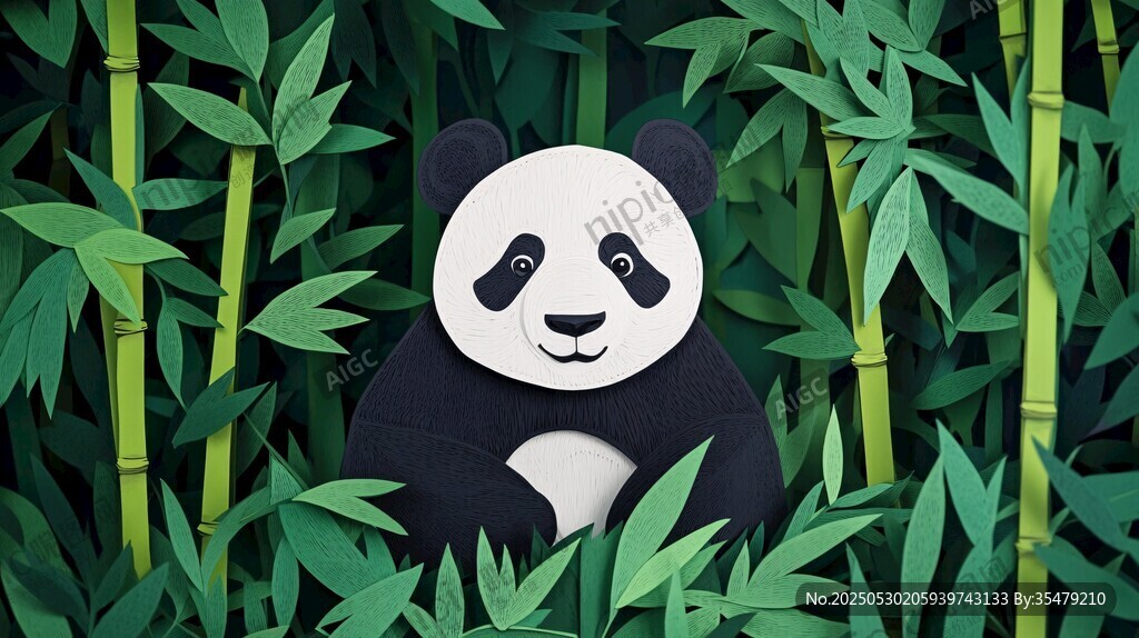 竹林中的可爱熊猫