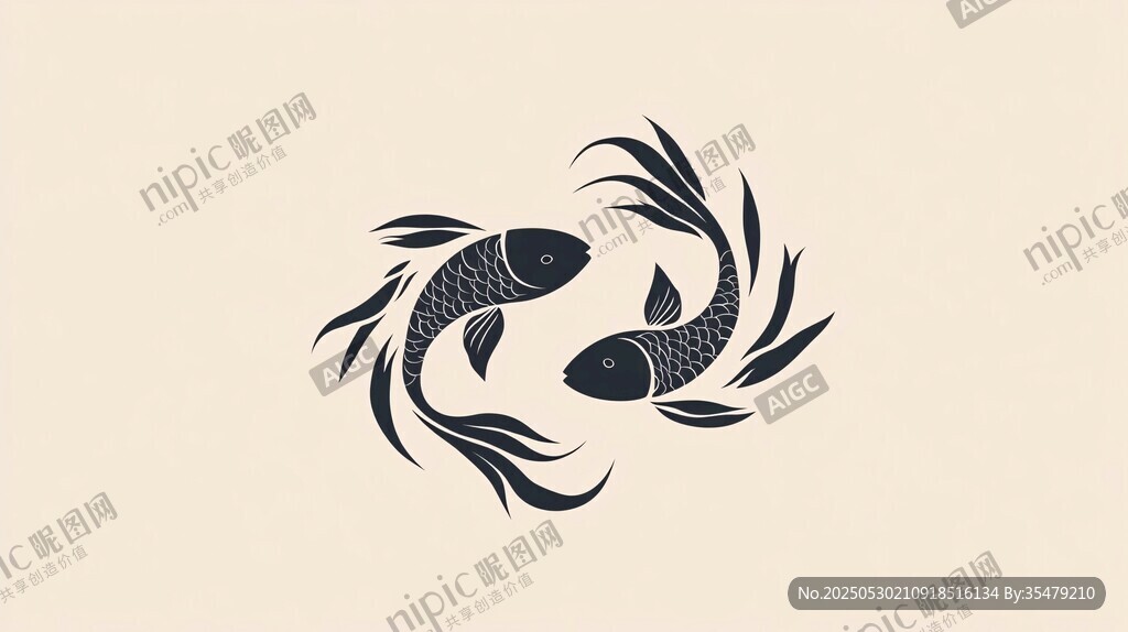 双锦鲤图案设计