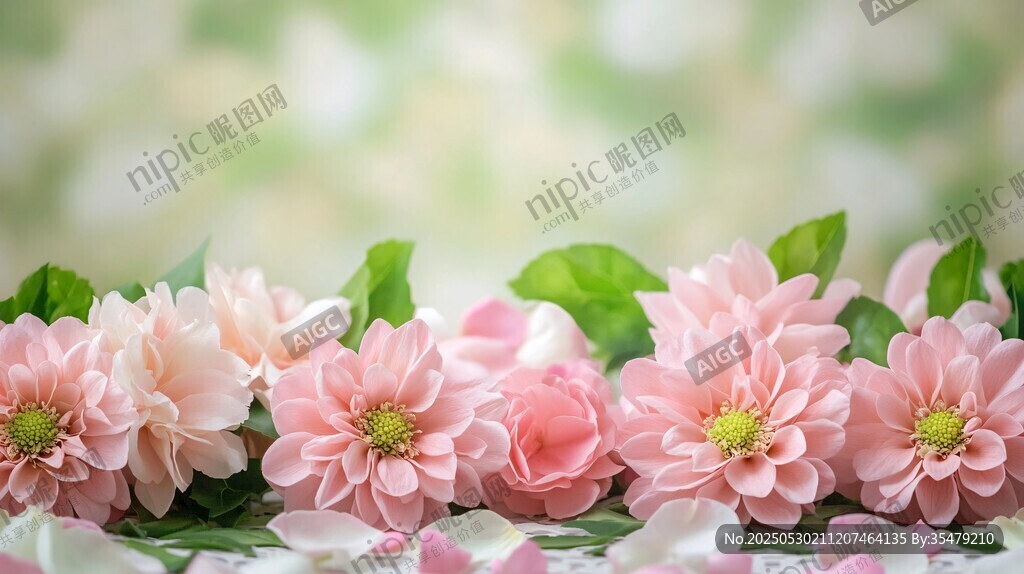 粉色花卉排列的美丽景致