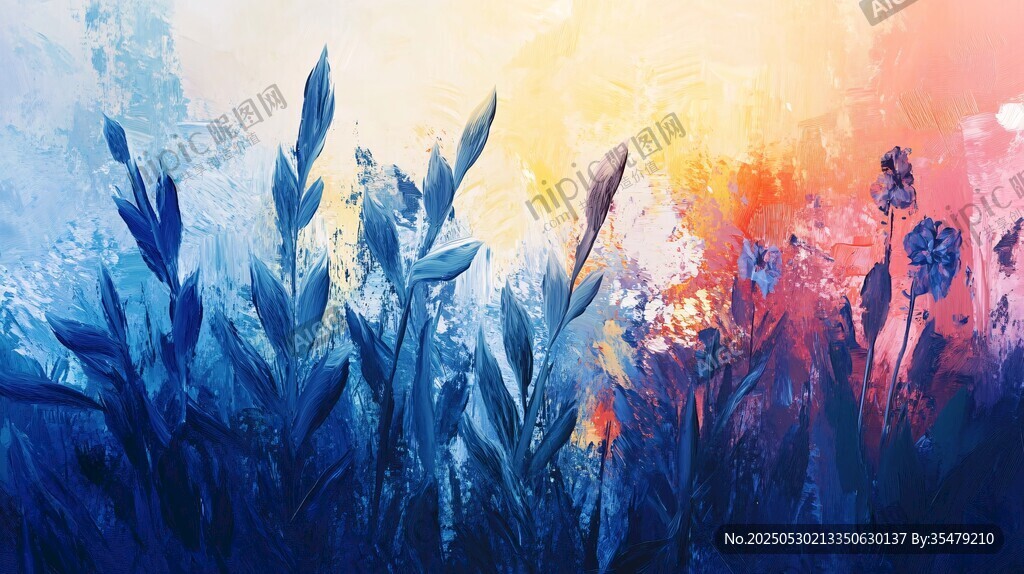 梦幻夕阳下的花草世界
