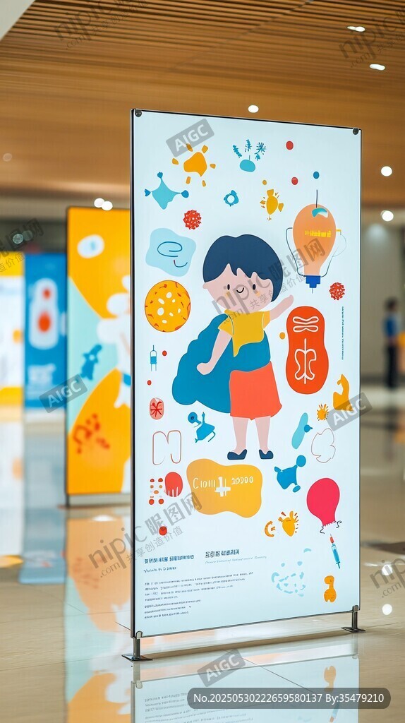 卡通风儿童主题宣传展架