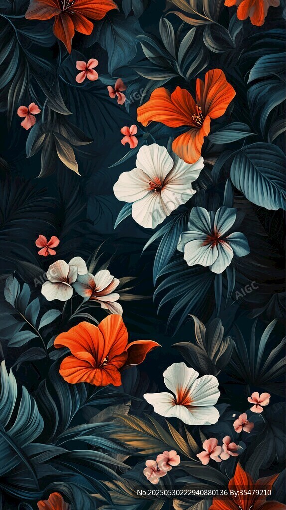 热带花卉植物图案背景