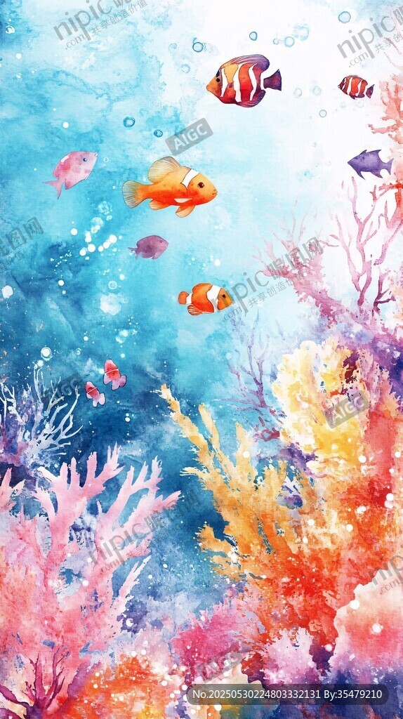 梦幻海底世界的多彩鱼儿